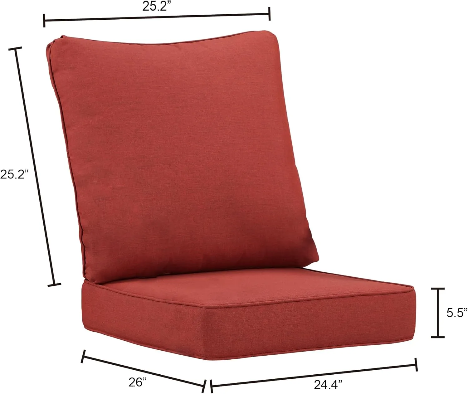 Oakland Living 26 x 24 Red Outdoor Patio Deep Seating Cushion Set Ties