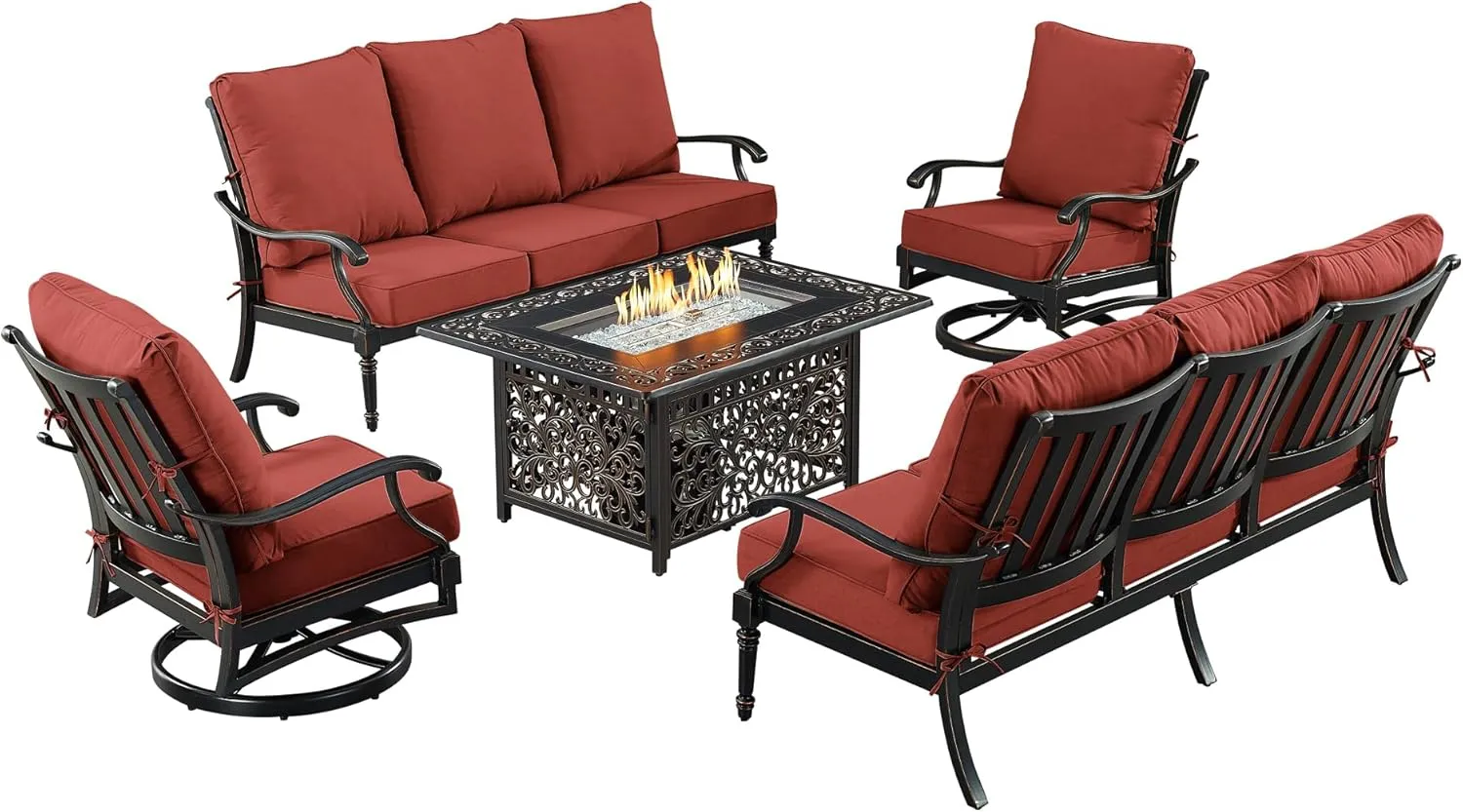 Oakland Living 26 x 24 Red Outdoor Patio Deep Seating Cushion Set Ties