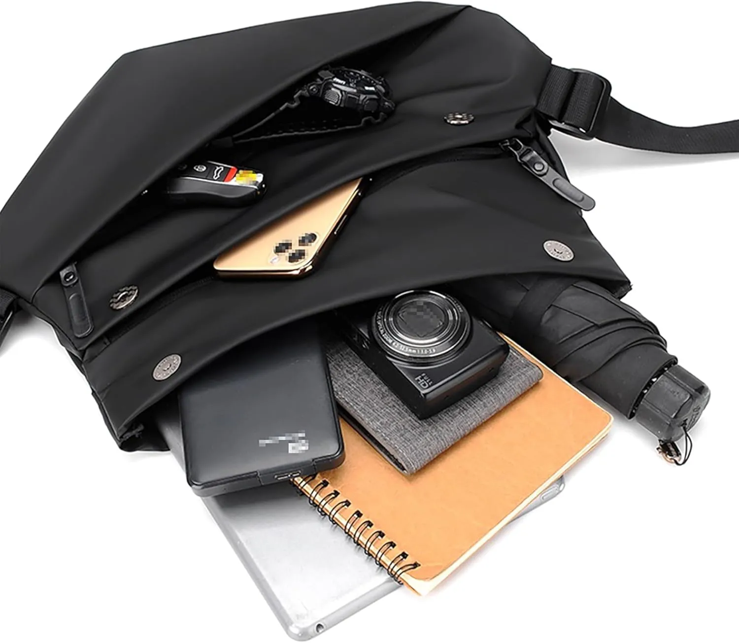 Obsidian shoulder bag, crossbody bag waterproof anti-theft crossbody bag, men's travel work outdoor shoulder bag