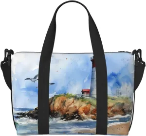Ocean Lighthouse Travel Bag, Sea Weekender Overnight Bag, Shoulder Travel Duffel Bag Carry On Gym Bag for Women Men