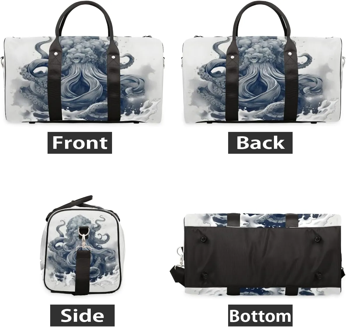 Octopus Tentacle Travel Duffle Bag for Women Men Gym Duffel Foldable Bag Waterproof Weekender Monster Kraken Duffle Tote