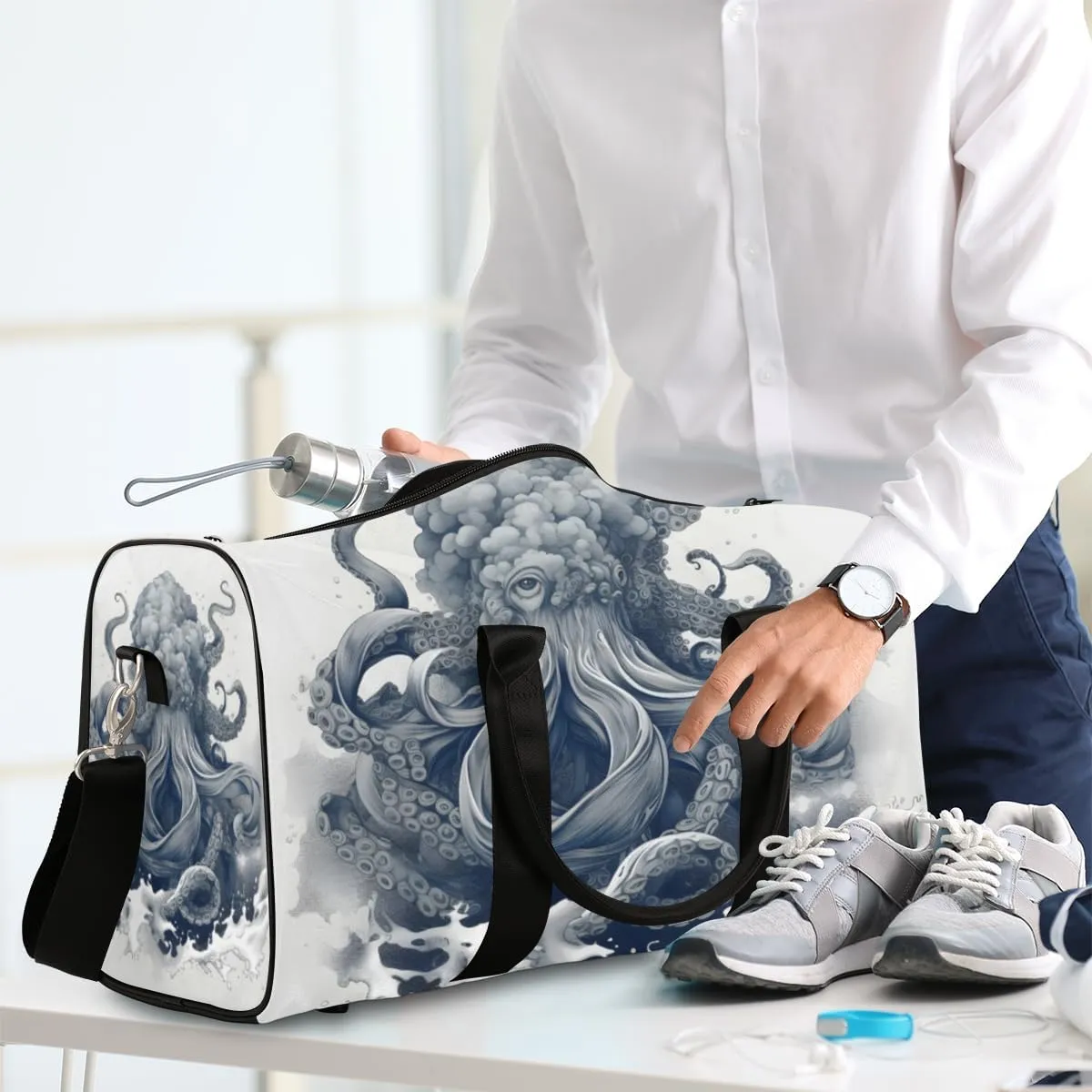 Octopus Tentacle Travel Duffle Bag for Women Men Gym Duffel Foldable Bag Waterproof Weekender Monster Kraken Duffle Tote