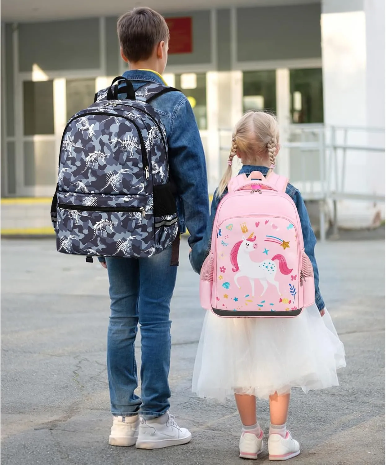 Octsky Backpack for Girls Kids School Backpacks with Lunch Box Preschool Kindergarten BookBag Set With Chest Strap (Candy Unicorn Pink)