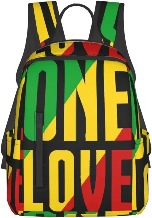 One Loves Jamaican Rasta Reggae Casual Backpacks Laptop Backpack Outdoor Travel Rucksack Sport Carry-On Daypack Lightweight Bag with Multi-Pockets
