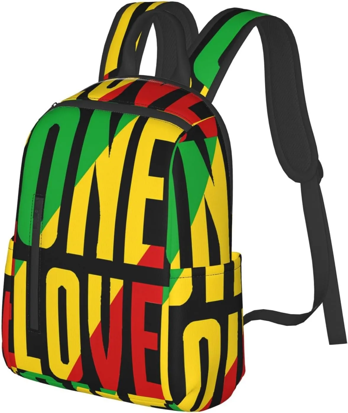 One Loves Jamaican Rasta Reggae Casual Backpacks Laptop Backpack Outdoor Travel Rucksack Sport Carry-On Daypack Lightweight Bag with Multi-Pockets