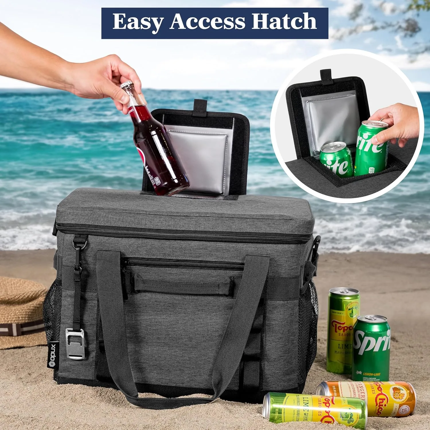 OPUX Cooler Bag, 60 Cans Insulated Soft Collapsible Portable Cooler, Soft Sided Leakproof Cooler for Beach Camping with Shoulder Strap, Ice Chest for Travel Road Trip Picnic, Charcoal Gray