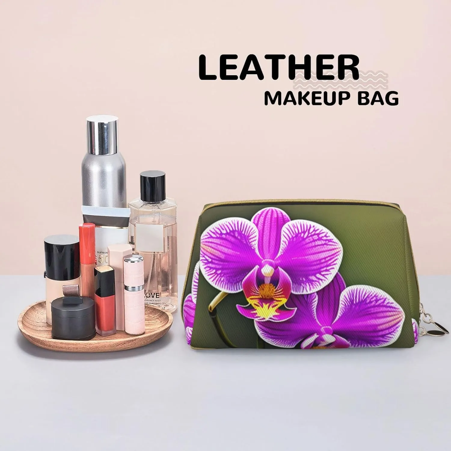 Orchid Flower Toiletry Travel Bag, Portable Cosmetic Organizer For Women, On-The-Go