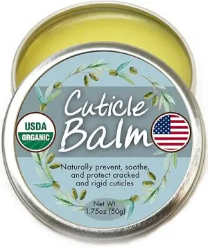 Organic Cuticle Balm - Natural, Made in USA (1.75Oz Large Size) USDA Certified Cuticle & Nail Salve Oil to Moisturize, Protect, Heal Cracked & Rigid Skin