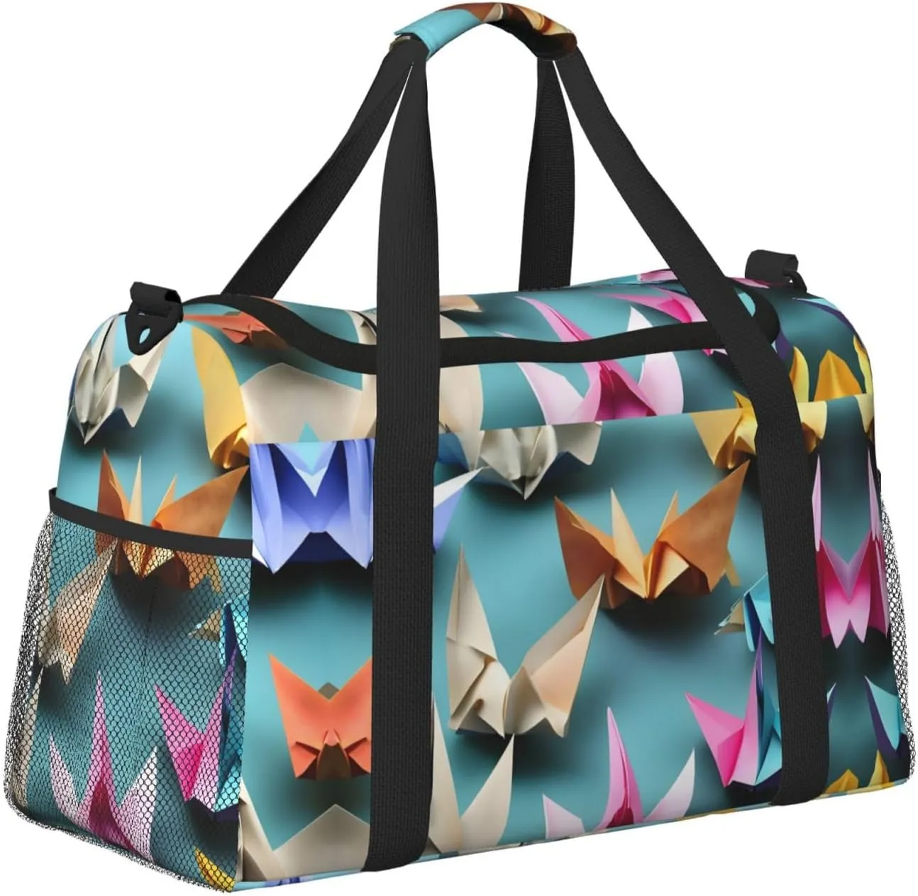 Origami Paper Crane Travel Duffel Bag With Zippers And Handles, Big Foldable Duffle Bag For Family Vacations