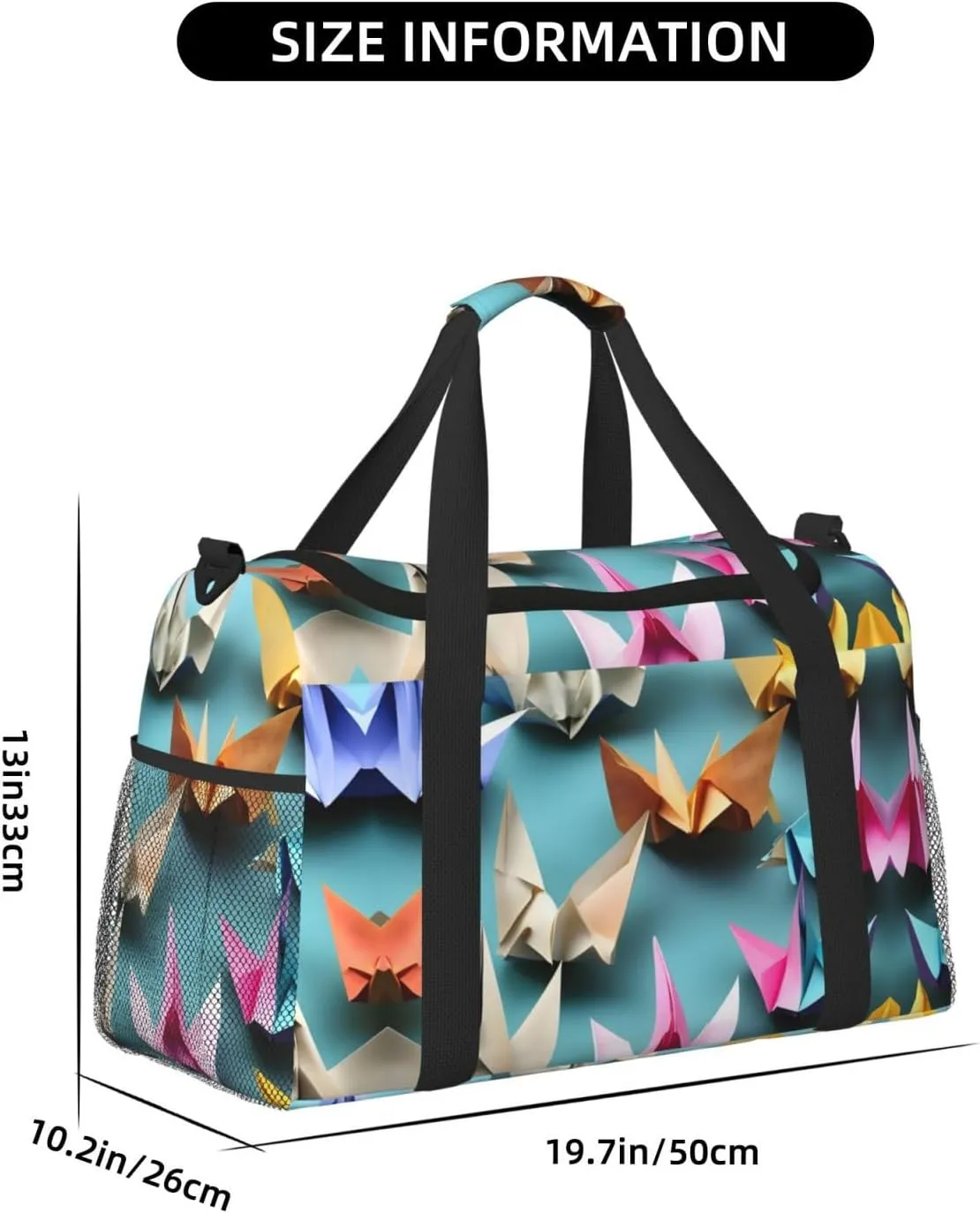 Origami Paper Crane Travel Duffel Bag With Zippers And Handles, Big Foldable Duffle Bag For Family Vacations