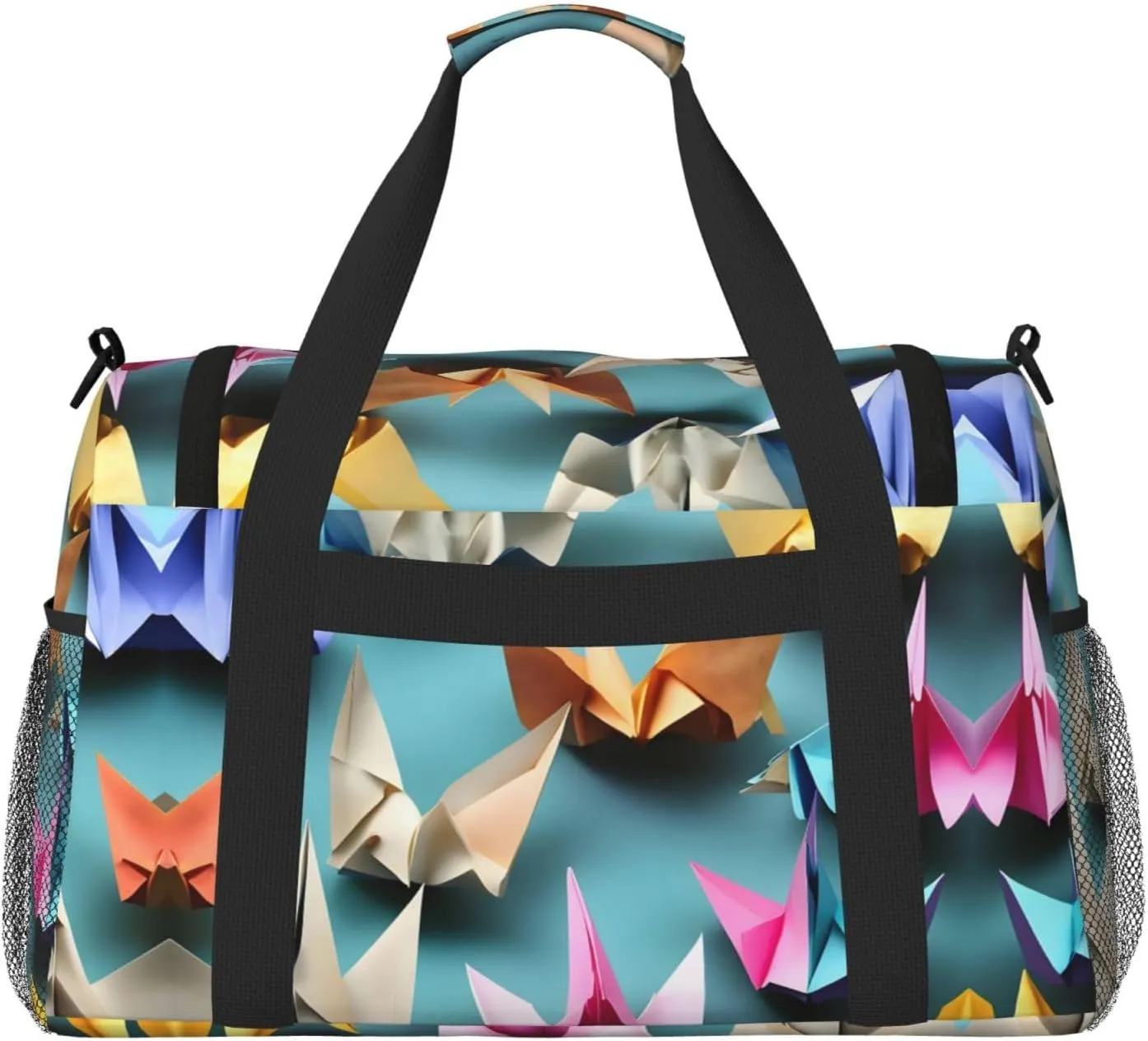 Origami Paper Crane Travel Duffel Bag With Zippers And Handles, Big Foldable Duffle Bag For Family Vacations