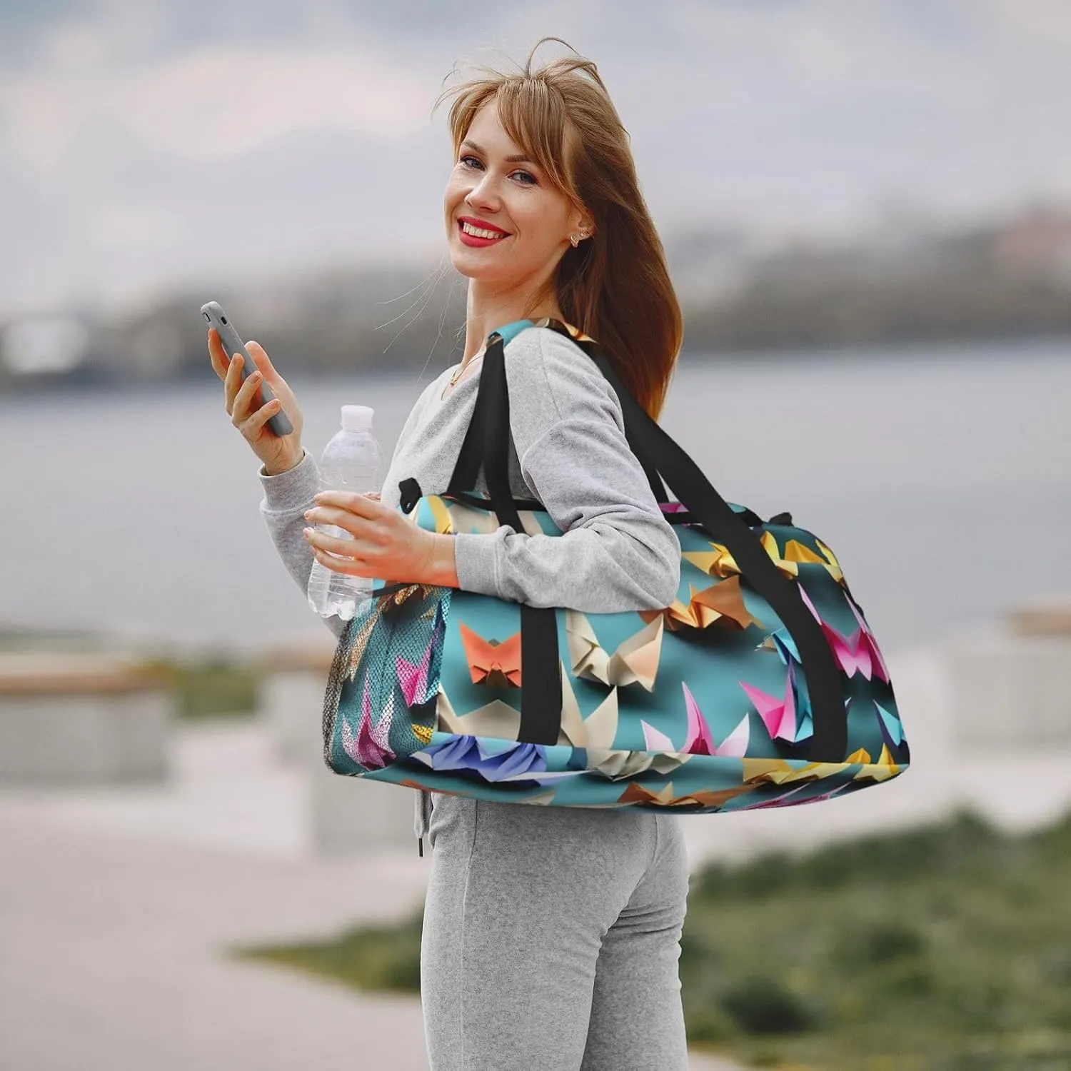 Origami Paper Crane Travel Duffel Bag With Zippers And Handles, Big Foldable Duffle Bag For Family Vacations
