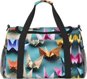 Origami Paper Crane Travel Duffel Bag With Zippers And Handles, Big Foldable Duffle Bag For Family Vacations