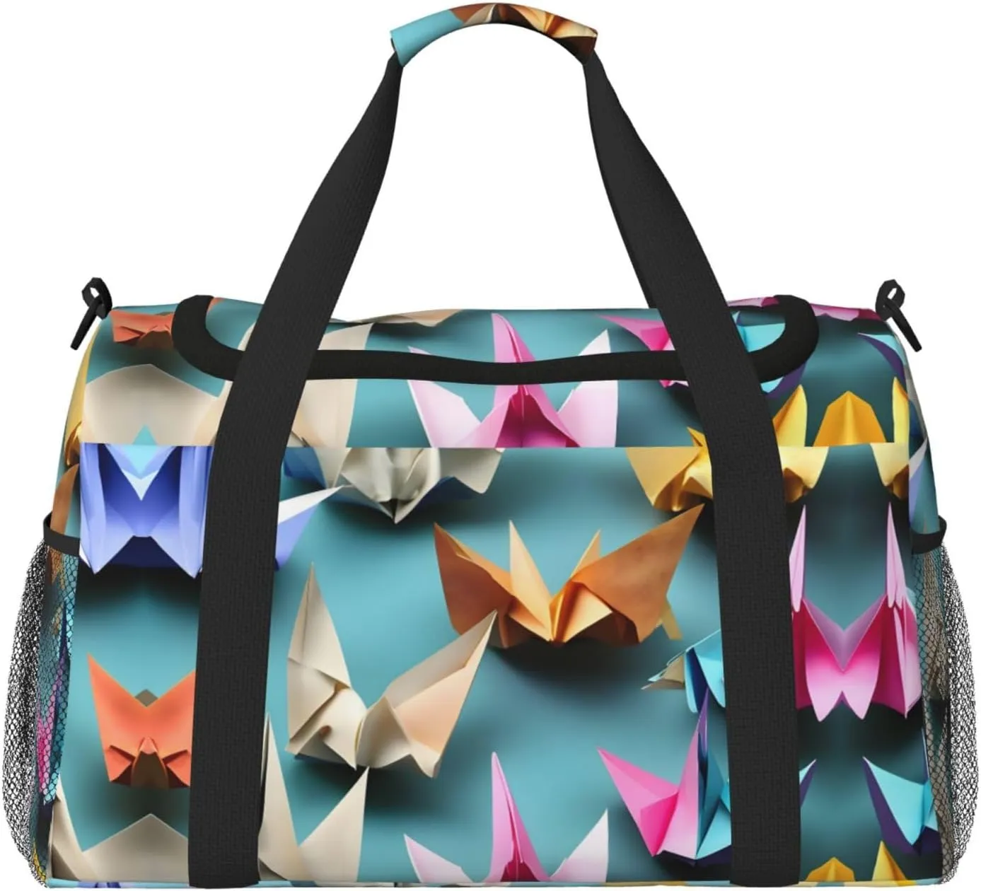 Origami Paper Crane Travel Duffel Bag With Zippers And Handles, Big Foldable Duffle Bag For Family Vacations