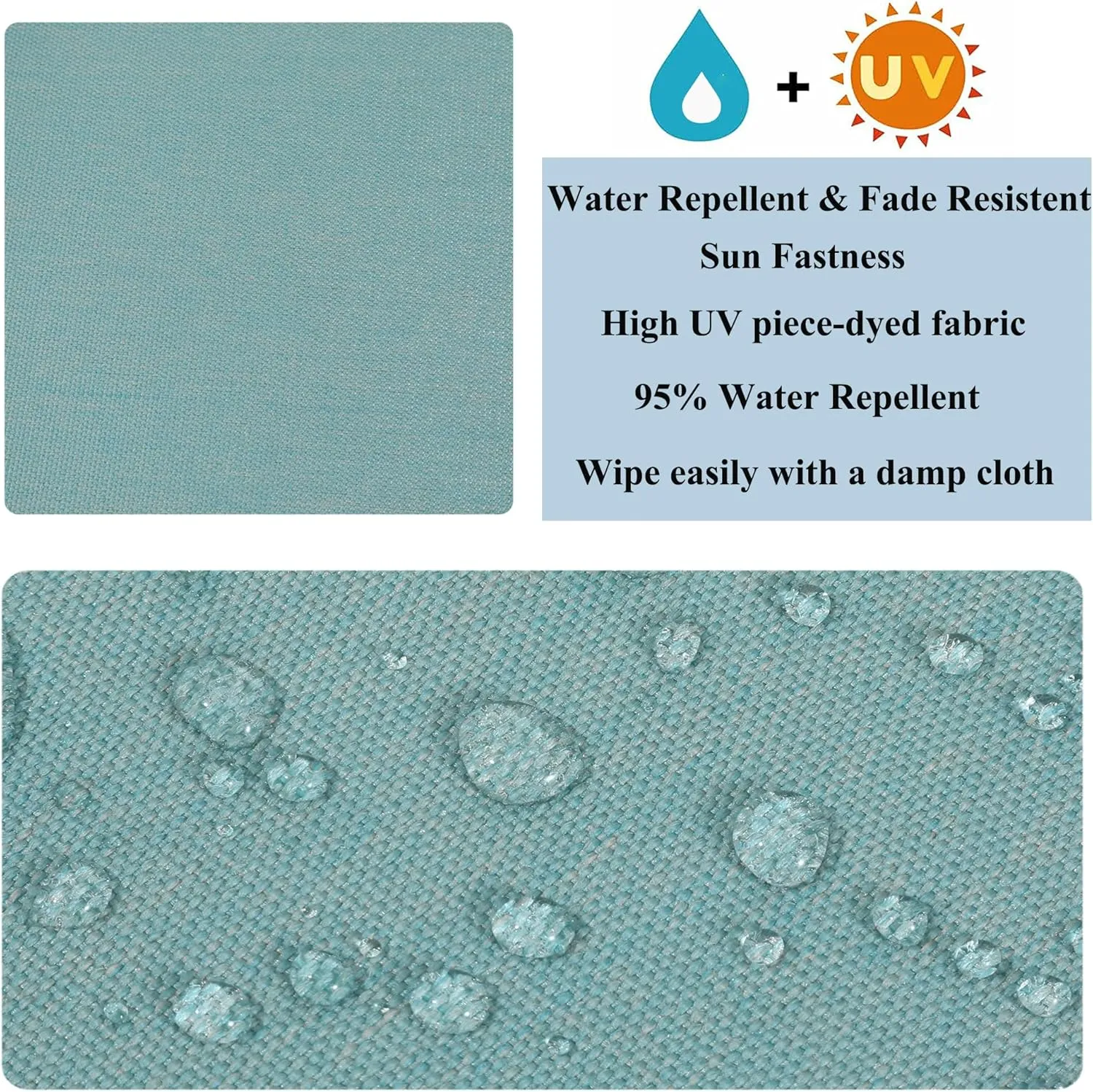 Outdoor Chair Cushion Covers 22x20x4 Inch, No Insert! Water-Resistant Patio Cushion Slipcovers with Zipper, Replacement Cushion Covers for Outdoor Furniture,4 Pack, Aqua Leala(Covers ONLY)