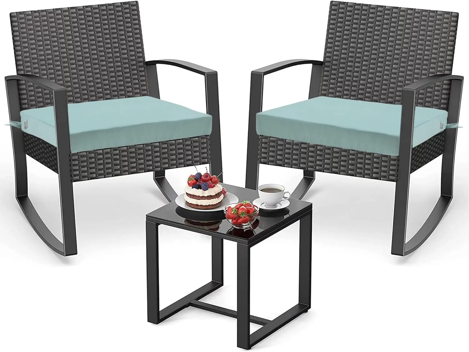 Outdoor Chair Cushion Covers 22x20x4 Inch, No Insert! Water-Resistant Patio Cushion Slipcovers with Zipper, Replacement Cushion Covers for Outdoor Furniture,4 Pack, Aqua Leala(Covers ONLY)