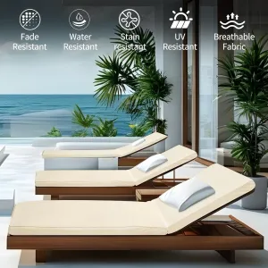 Outdoor Chaise Lounge Cushions for Patio, 71"x22"x3" Lounge Chair Waterproof Replacement Seat Cushions for Outdoor Furniture (Beige, 1 Pcs)