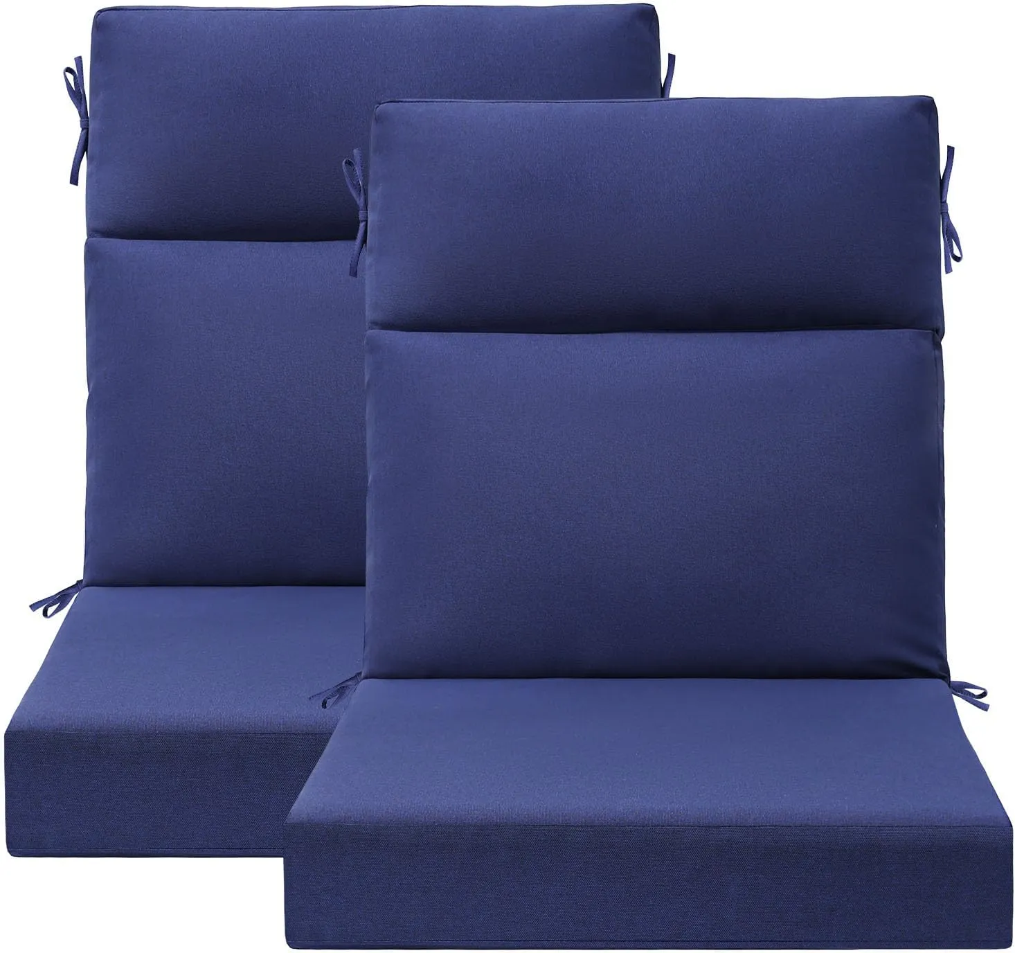 Outdoor High Back Chair Cushion Seat Pads, 2-Pack 44 x 21 Inch Water-Repellent & Fade-Resistant Patio Furniture Cushions with Ties for Adirondack, Rocking Chairs, Navy