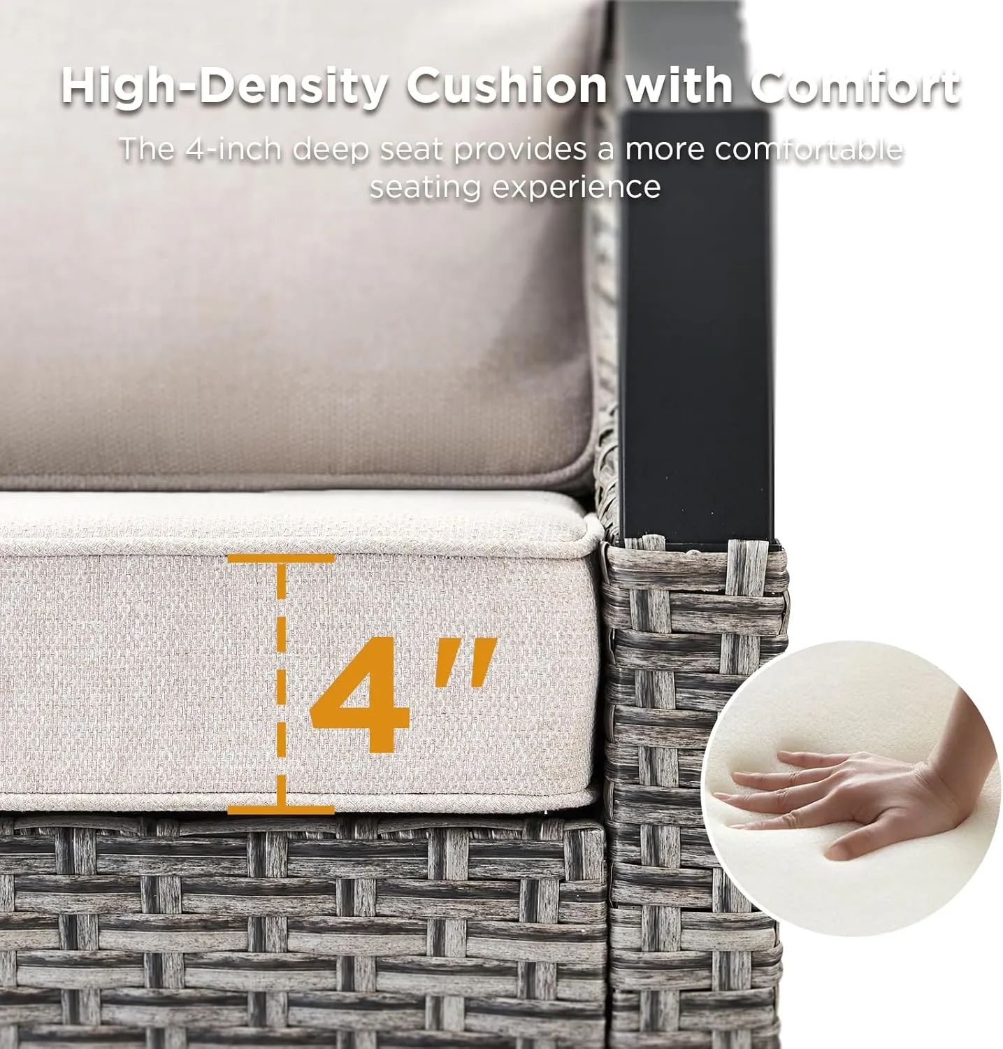 Outdoor Patio Furniture Set - 5 Pieces Outdoor Wicker High Back Sofa with Comfy Cushions Ottomans and Rattan Patio Swivel Glider Chairs, All Weather Conversation Set, Grey/Beige