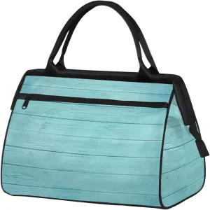 Overnight Weekender Bag for Women Men Wooden Board Blue Waterproof Carry On Travel Duffel Bags with Zipper Lightweight Sports Gym Bag Luggage Workout Handle Bags for Traveling Yoga Camping