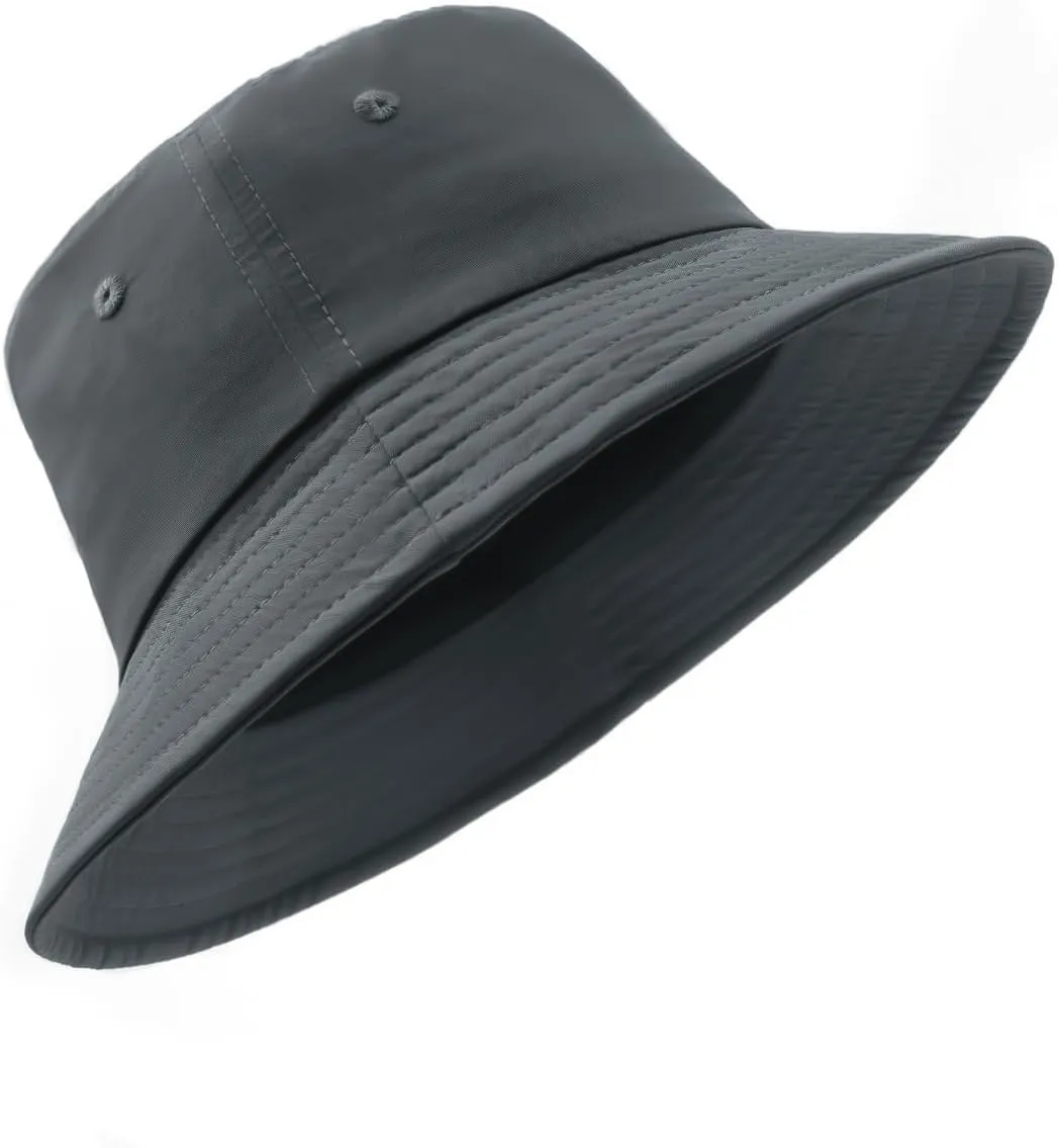 Oversize XXL Quick Dry Bucket Sun Hat,Water Repellent Fisherman Hats,Lightweight Summer Travel Hat with Detachable Chin Strap