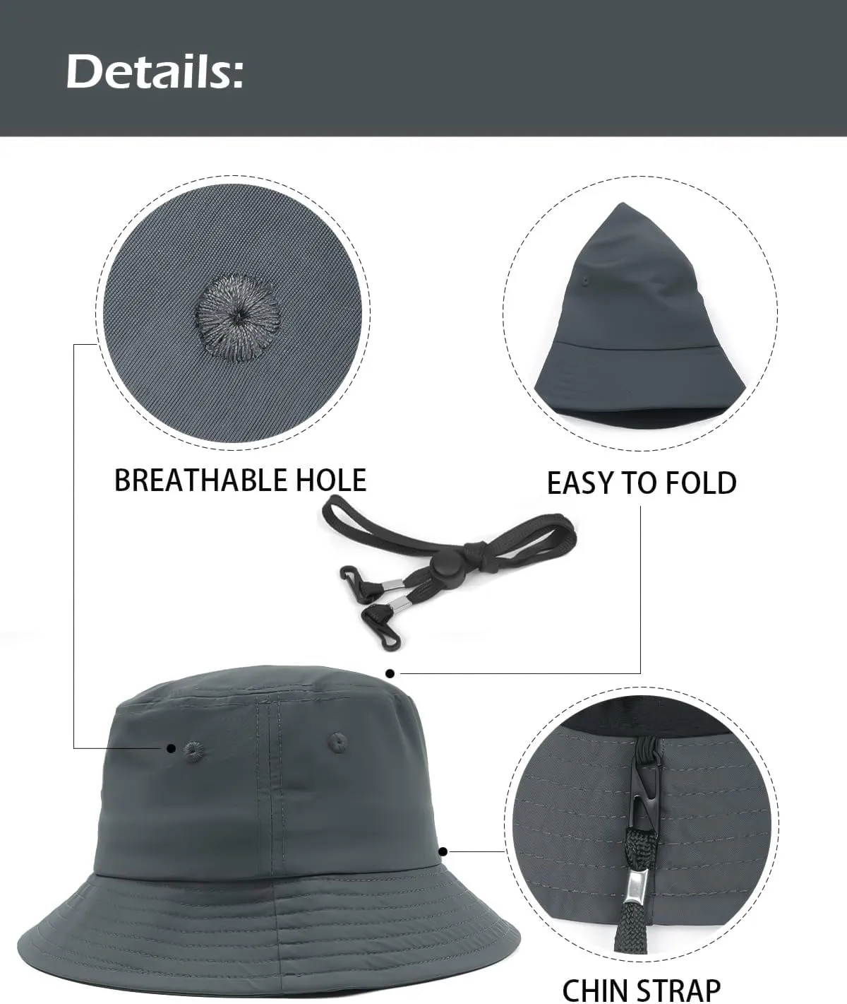 Oversize XXL Quick Dry Bucket Sun Hat,Water Repellent Fisherman Hats,Lightweight Summer Travel Hat with Detachable Chin Strap