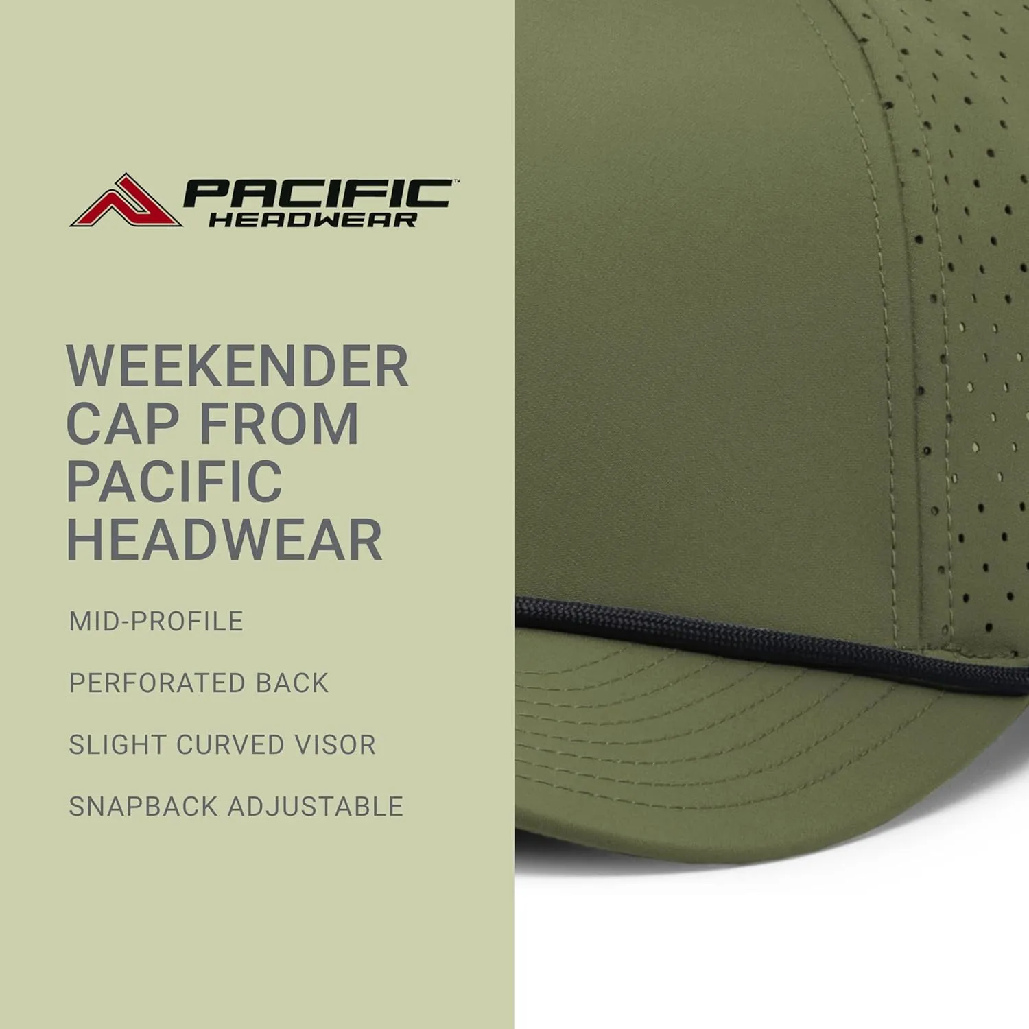 Pacific Headwear Weekender Perforated Snapback Cap Rope Hat-Breathable Design for Outdoor Adventures and Casual Wear