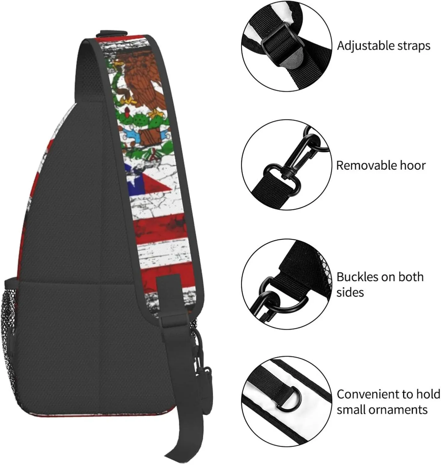 Panamanian Girl Messy Hair Sunglasses Panama Pride Sling Bag Adjustable Chest Bags Crossbody Bag Shoulder Backpack
