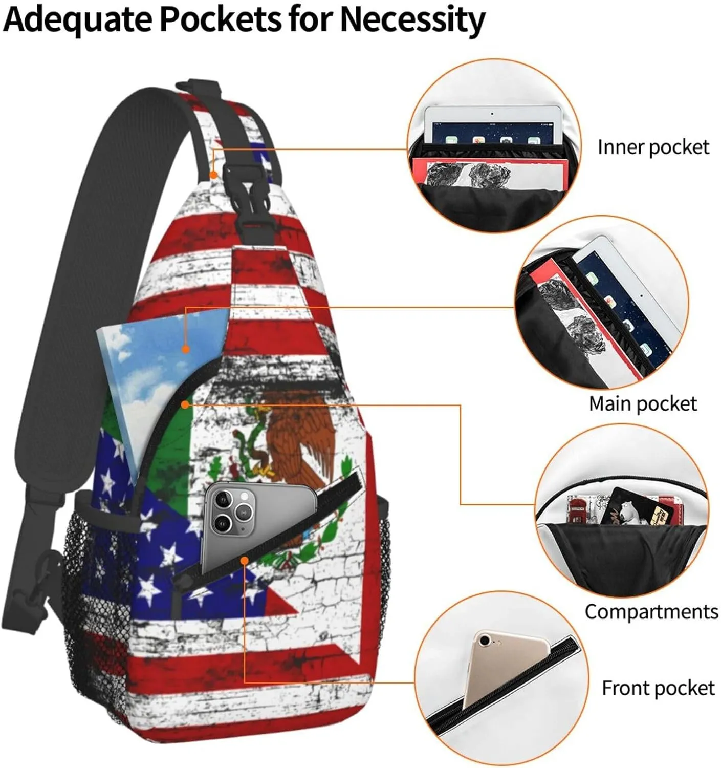 Panamanian Girl Messy Hair Sunglasses Panama Pride Sling Bag Adjustable Chest Bags Crossbody Bag Shoulder Backpack