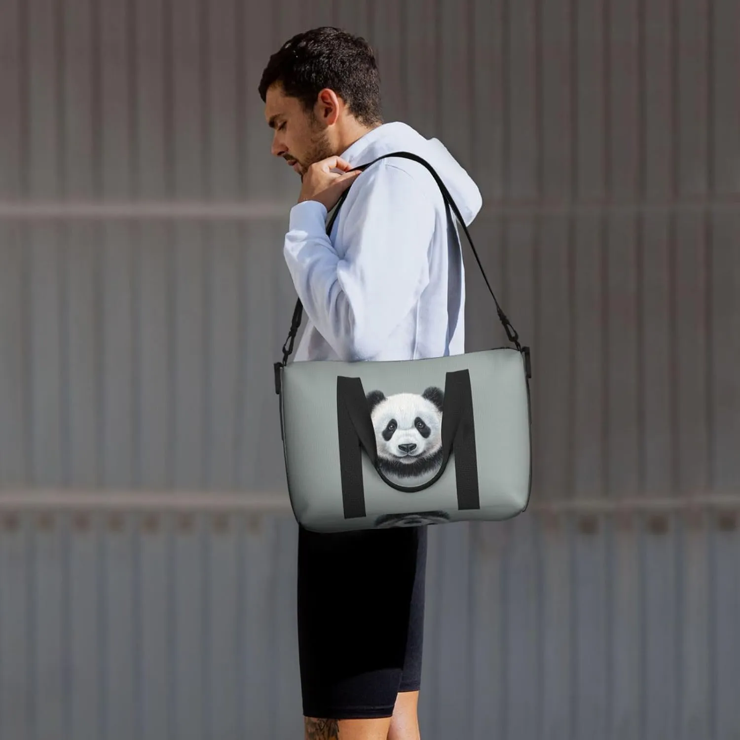pandas head print Travel Duffel Bag, Sports Tote Gym Bag, Swim Pool Bag Large Shoulder Tote Bag for Beach Weekender