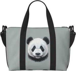 pandas head print Travel Duffel Bag, Sports Tote Gym Bag, Swim Pool Bag Large Shoulder Tote Bag for Beach Weekender