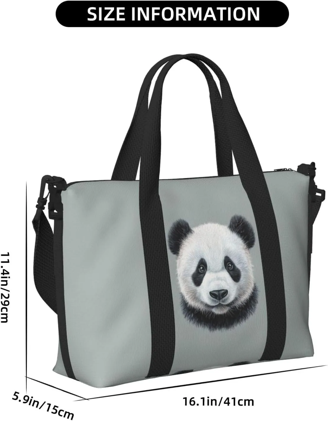pandas head print Travel Duffel Bag, Sports Tote Gym Bag, Swim Pool Bag Large Shoulder Tote Bag for Beach Weekender