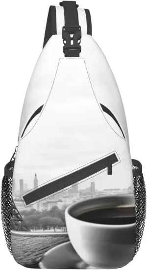 Parisian Coffee Eiffel Tower Printed Chest Messenger Bag Shoulder Bag Sling Bag