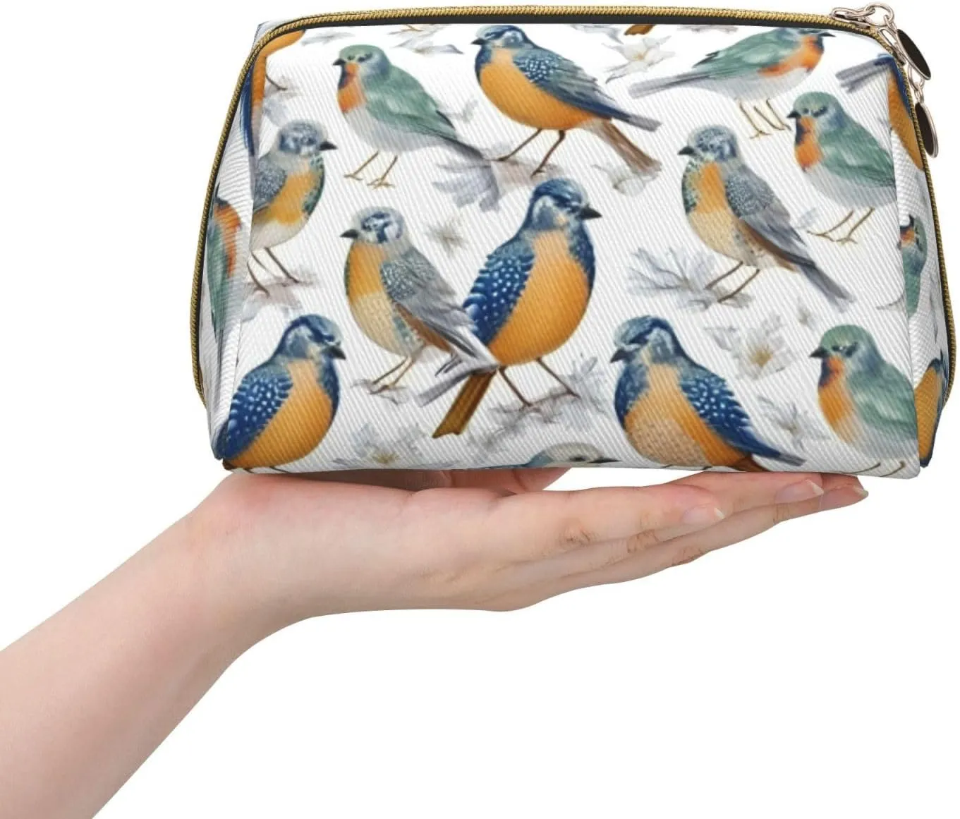 Parrots On Branches Toiletry Pouch, Travel-Friendly Makeup Organizer For Makeup Brushes, Lipsticks