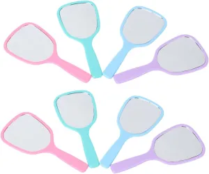 PartyKindom 8Pcs Portable Makeup Mirror in Candy Colors Handheld Single Sided Each in Green Purple Pink for Handbag Travel Present for Makeup Artists