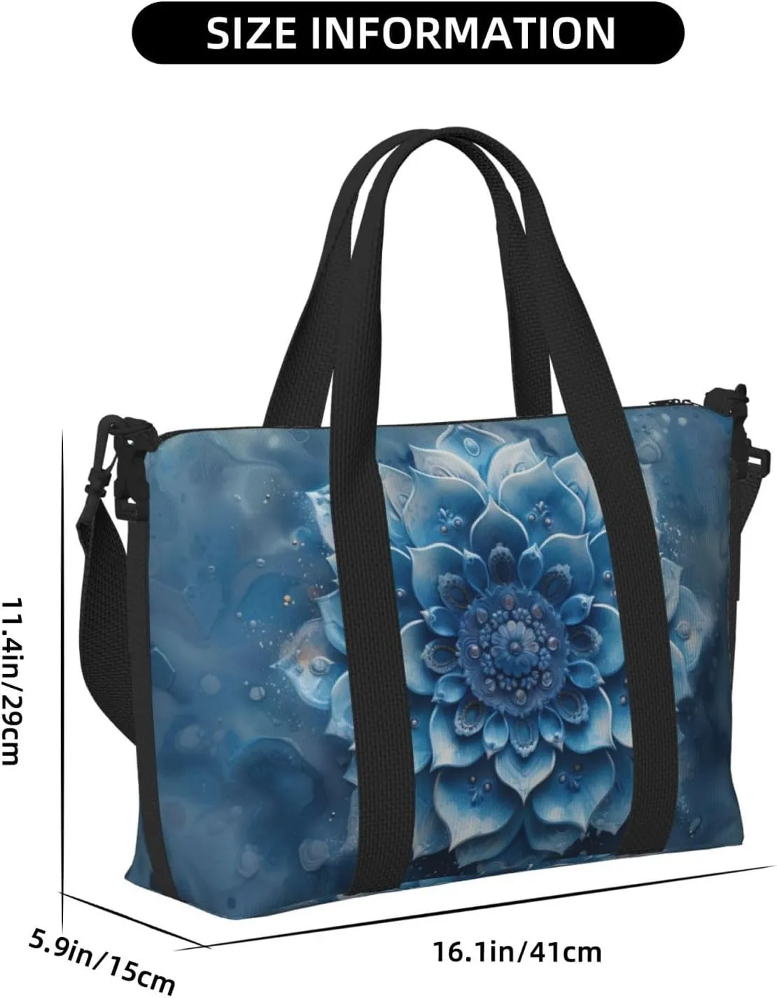 pastel blue gradient print Travel Duffel Bag, Sports Tote Gym Bag, Swim Pool Bag Large Shoulder Tote Bag for Beach Weekender