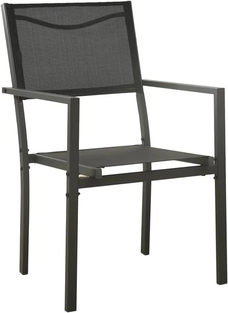 Patio Chairs 4 Pcs Textilene and Steel Outdoor Furniture Black Anthracite Set with Ergonomic Support for Garden Lawn Beach Camping