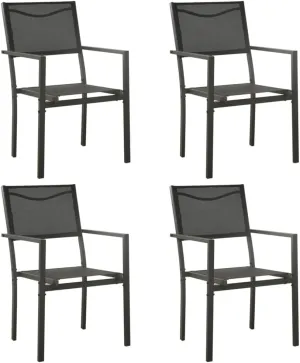 Patio Chairs 4 Pcs Textilene and Steel Outdoor Furniture Black Anthracite Set with Ergonomic Support for Garden Lawn Beach Camping