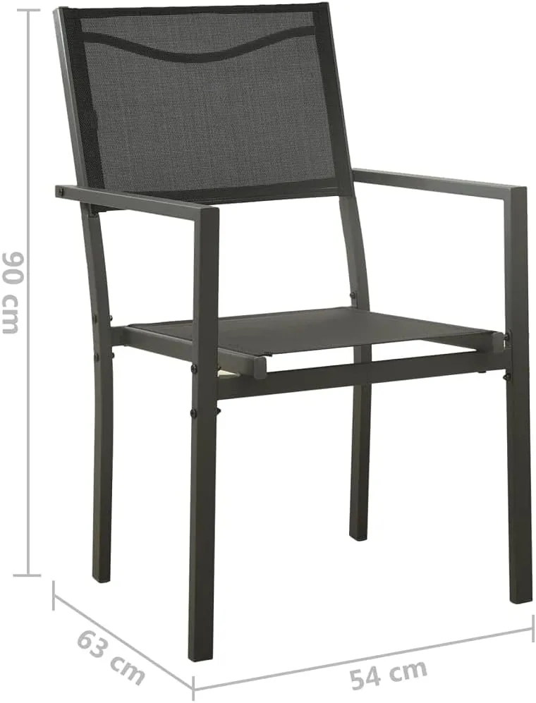Patio Chairs 4 Pcs Textilene and Steel Outdoor Furniture Black Anthracite Set with Ergonomic Support for Garden Lawn Beach Camping