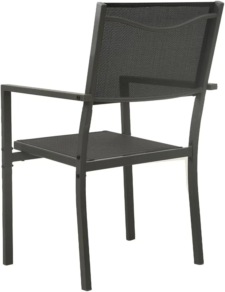 Patio Chairs 4 Pcs Textilene and Steel Outdoor Furniture Black Anthracite Set with Ergonomic Support for Garden Lawn Beach Camping
