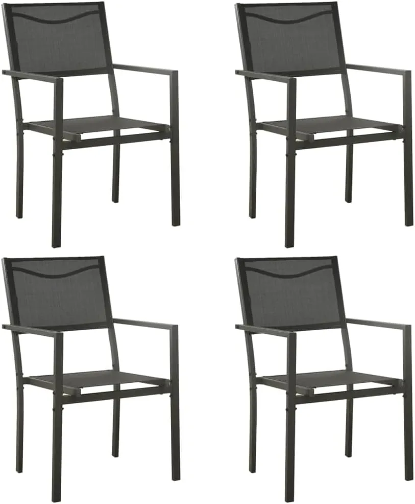 Patio Chairs 4 Pcs Textilene and Steel Outdoor Furniture Black Anthracite Set with Ergonomic Support for Garden Lawn Beach Camping