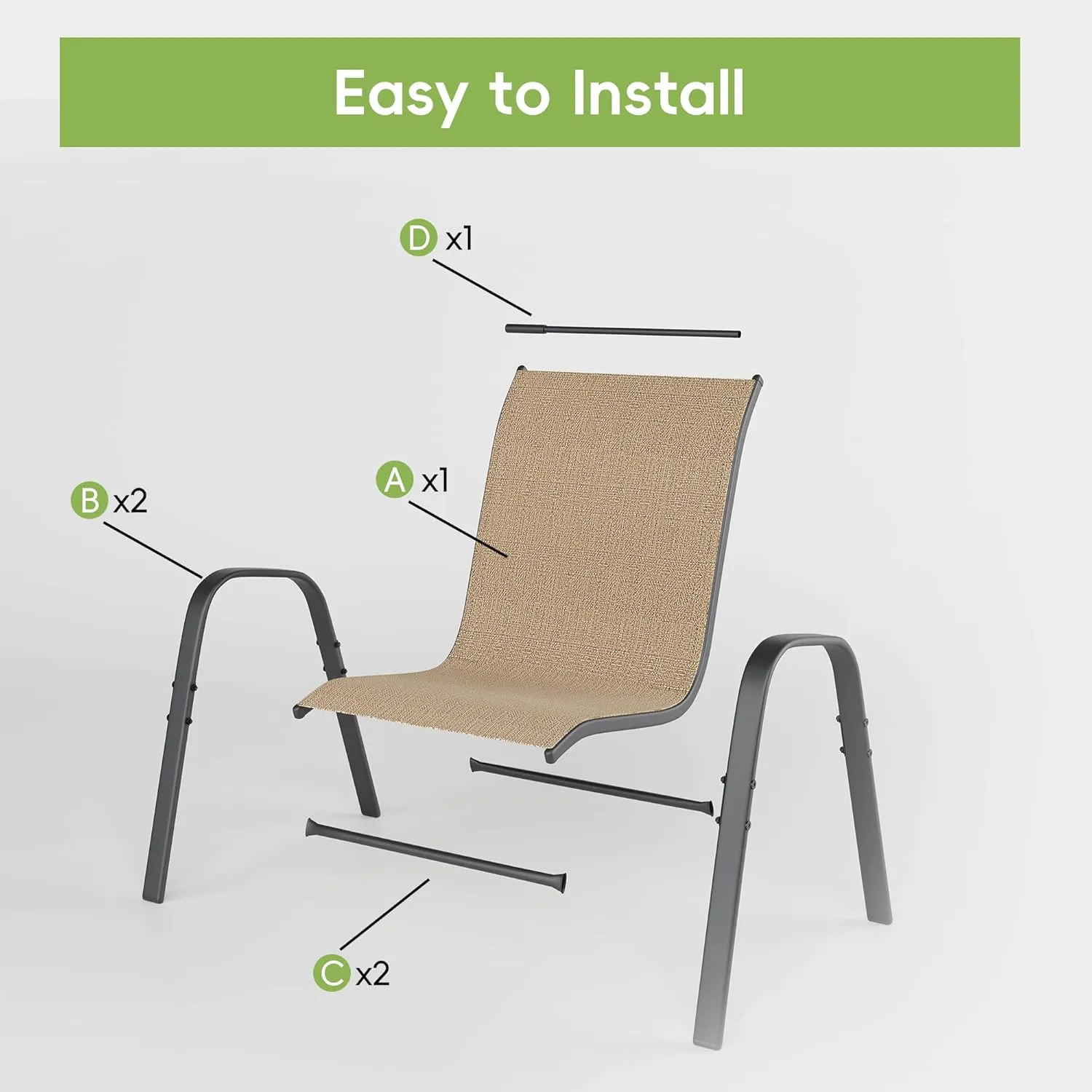 Patio Chairs Set of 6, Outdoor Dining Chairs Stackable for All Weather, Breathable Metal Modern Outside Furniture Chair for Pool Side, Garden, Backyard Deck, Brown