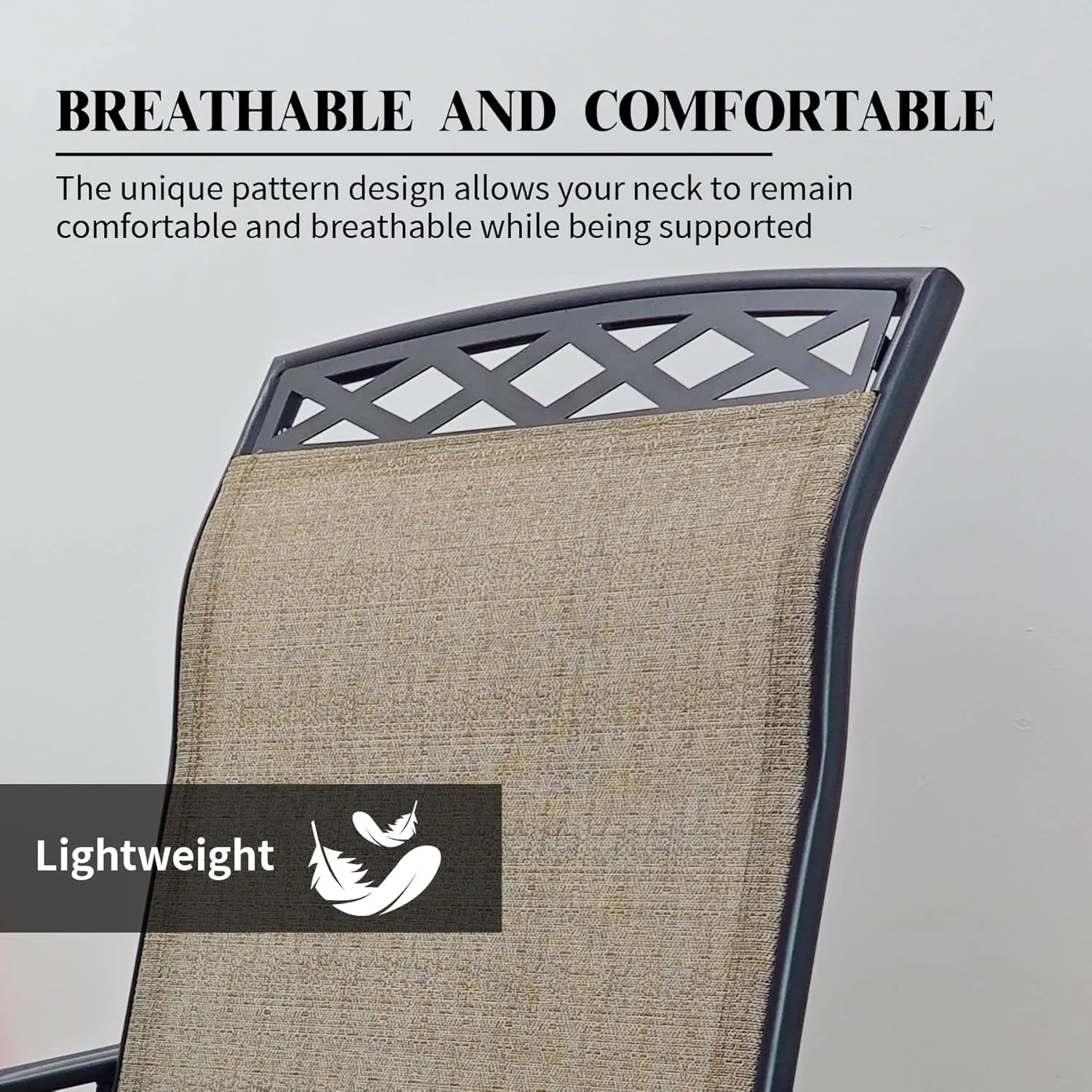 Patio Swivel Dining Chair with High Backrest - 360° Rotating & 15° Rocking, Textilene Fabric Outdoor Chair, Lightweight Waterproof And Breathable Pattern Design for Garden, Deck, Poolside(4, Brown)