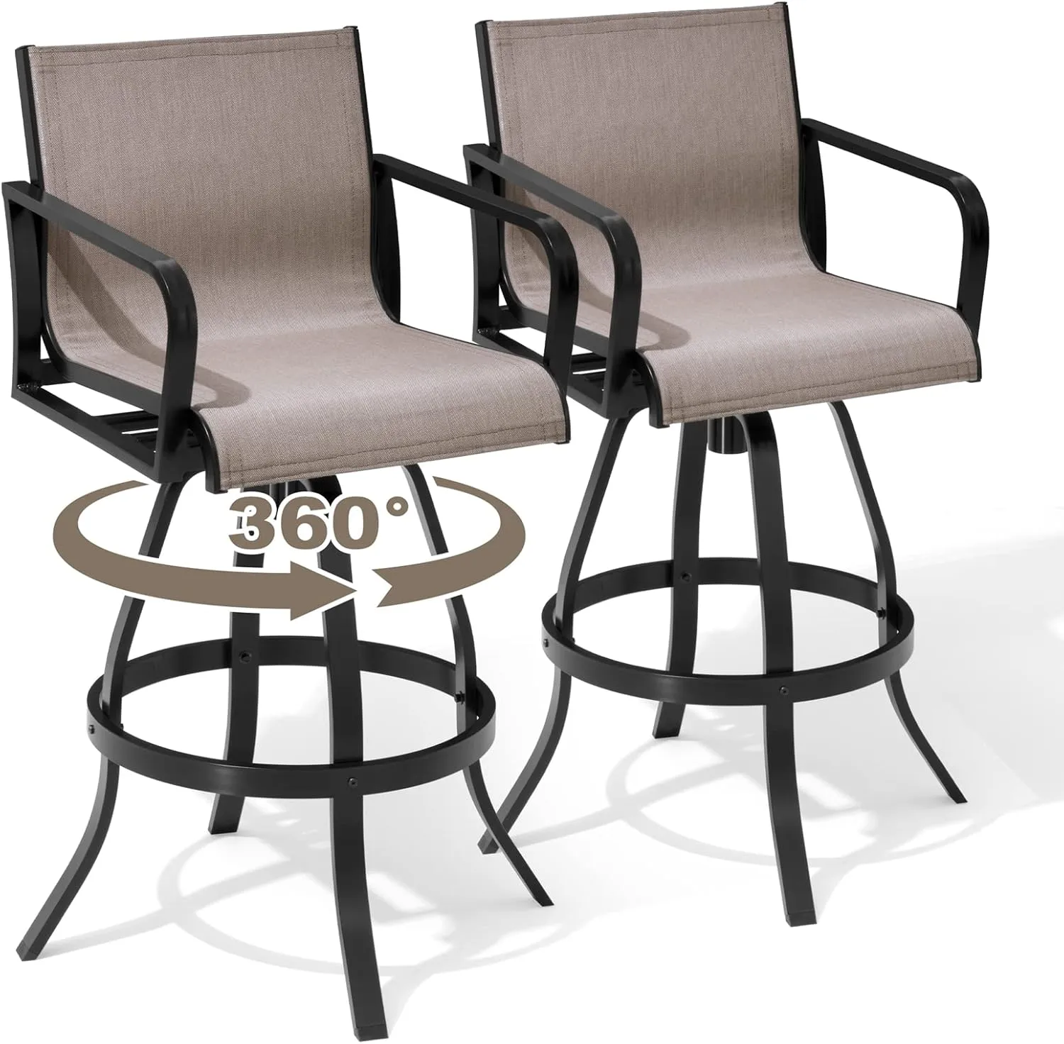 Pellebant 4 Pcs Swivel Outdoor Bar Stools, 30" High Bar Chairs with Sunbrella Fabric & Aluminum Frame, All Weather Furniture for Patio, Pool, Garden, Backyard, Augustine Ashe