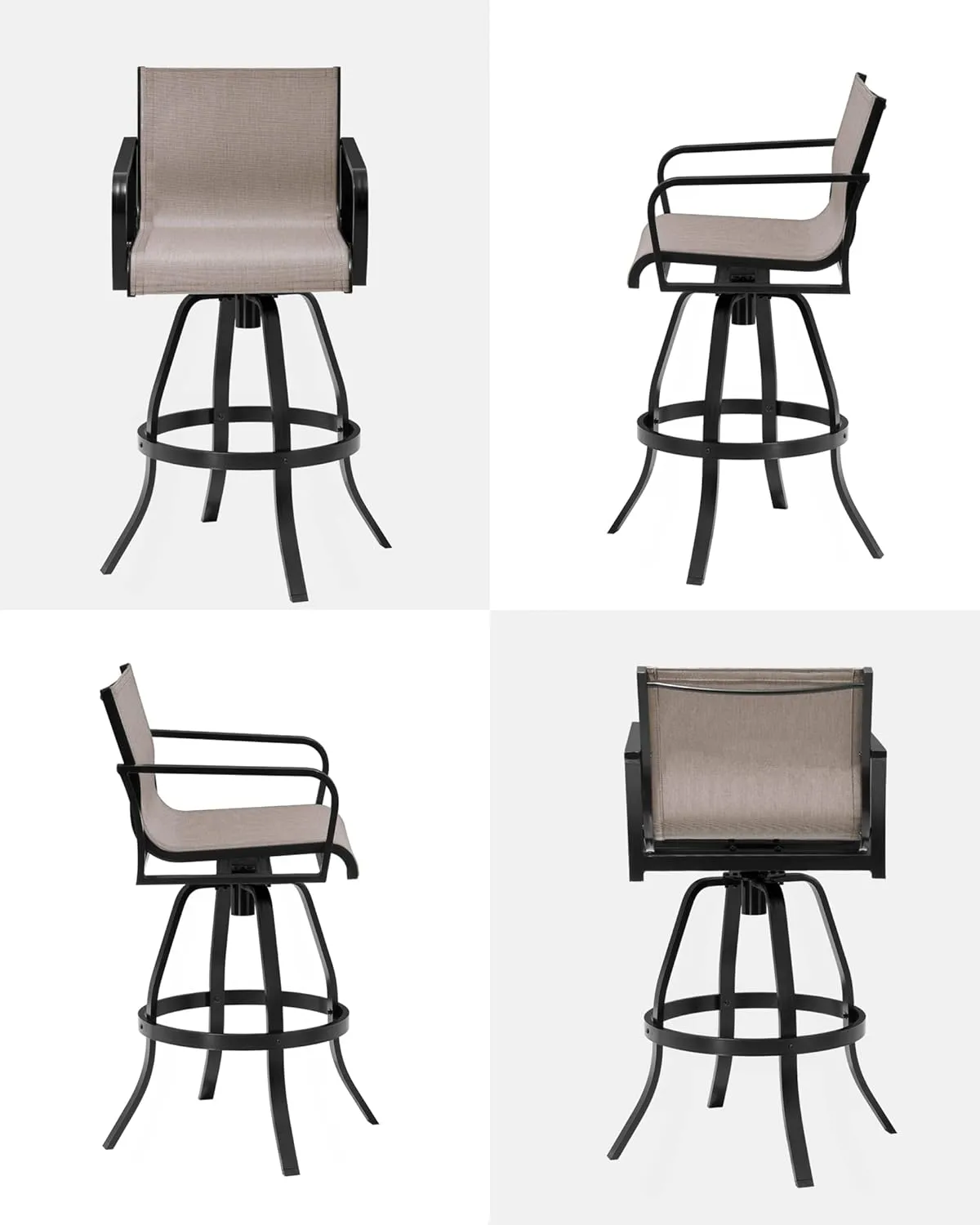 Pellebant 4 Pcs Swivel Outdoor Bar Stools, 30" High Bar Chairs with Sunbrella Fabric & Aluminum Frame, All Weather Furniture for Patio, Pool, Garden, Backyard, Augustine Ashe