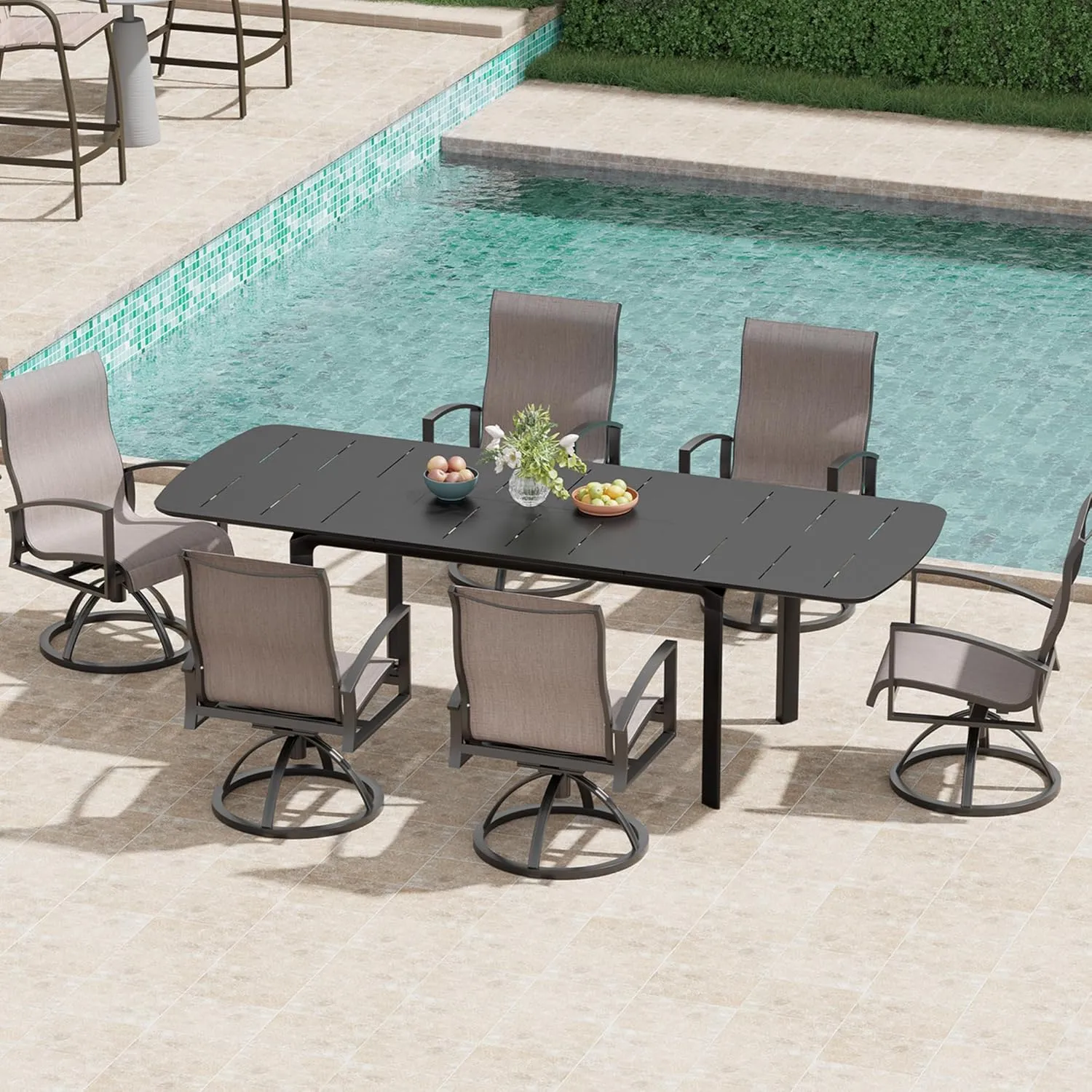 Pellebant Outdoor Swivel Rocker Patio Chairs Set of 4, All-Weather Outdoor Dining Chairs with Aluminum Frame & Sunbrella Breathable Fabric for Garden,Backyard Only Chair-Ashe