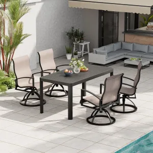Pellebant Outdoor Swivel Rocker Patio Chairs Set of 4, All-Weather Outdoor Dining Chairs with Aluminum Frame & Sunbrella Breathable Fabric for Garden,Backyard Only Chair-Ashe