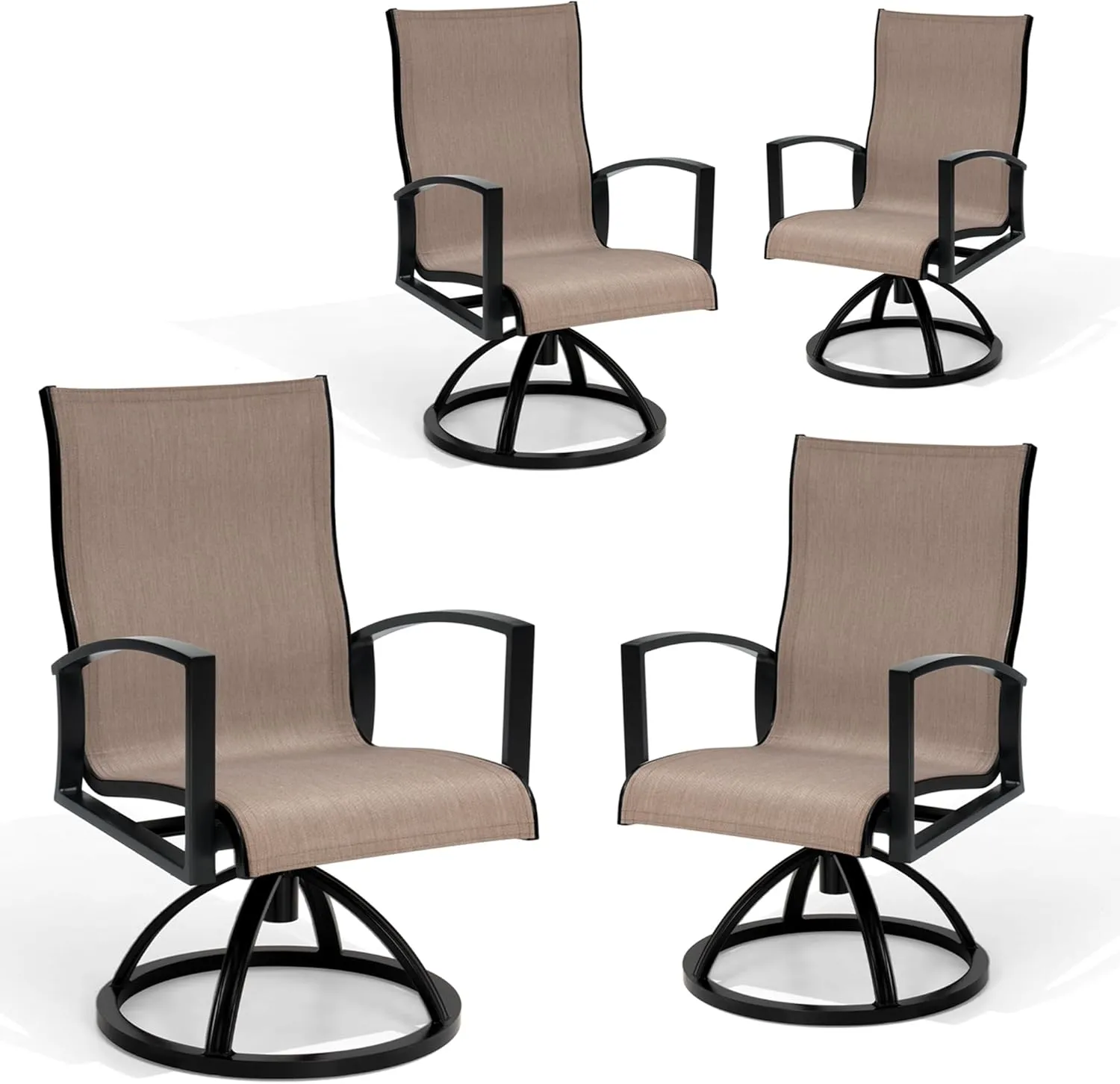 Pellebant Outdoor Swivel Rocker Patio Chairs Set of 4, All-Weather Outdoor Dining Chairs with Aluminum Frame & Sunbrella Breathable Fabric for Garden,Backyard Only Chair-Ashe