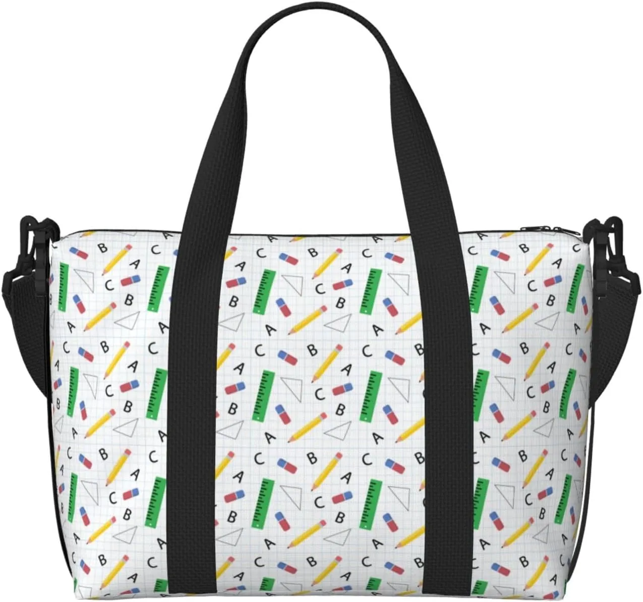Pencil Ruler Travel Duffle Bag For Women Men Weekender Overnight Bag Gym Bag For Women, Carry On Airport Bag, Travel Tote Bag With Strap For Gym Travel Business Trips