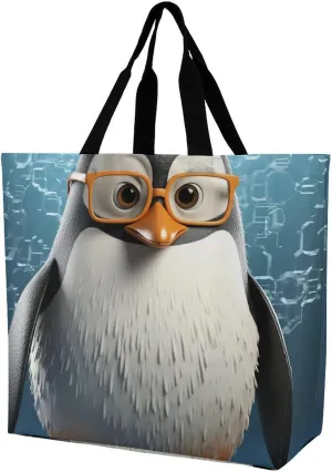 Penguin With Glasses Crossbody Bag Women's Fashion Tote Bag Shoulder Tote Bag Versatile Travel Shoulder Bag Fitness Tote Bag for Fitness Trips Out